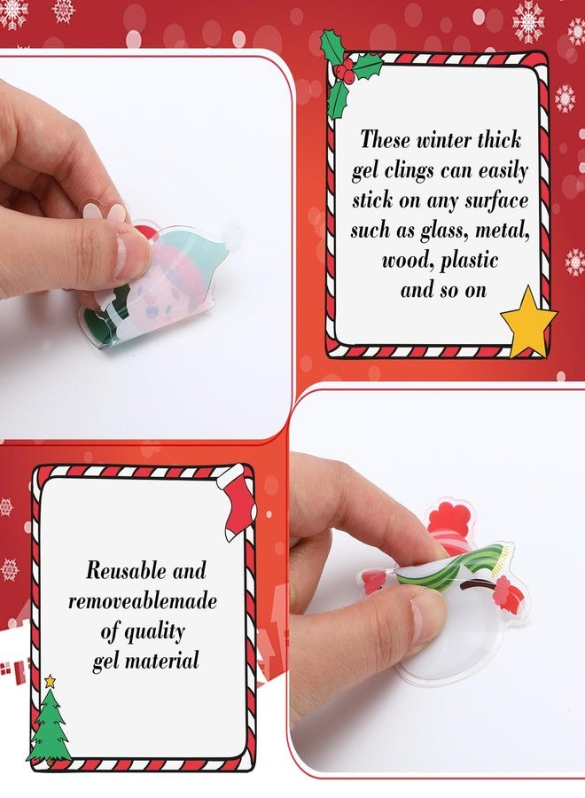 Gilprop 24 Pcs Christmas Thick Gel Clings Xmas Window Gels Decals Stickers Reusable Removable Gingerbread Man Santa Claus Window Cling for Christmas Party Decoration, 1 Sheet - Image 3